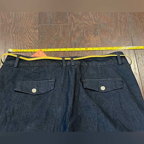 Dockers Women Dark Denim Hello Smooth Belted Capri Cropped Pant Size 14 - Picture 6 of 11